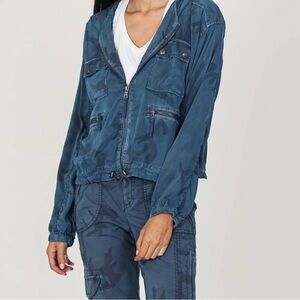 Nwt ANTHROPOLOGIE MARRAKECH Blue Smoke Camo Hoodie Jacket (Sz S)